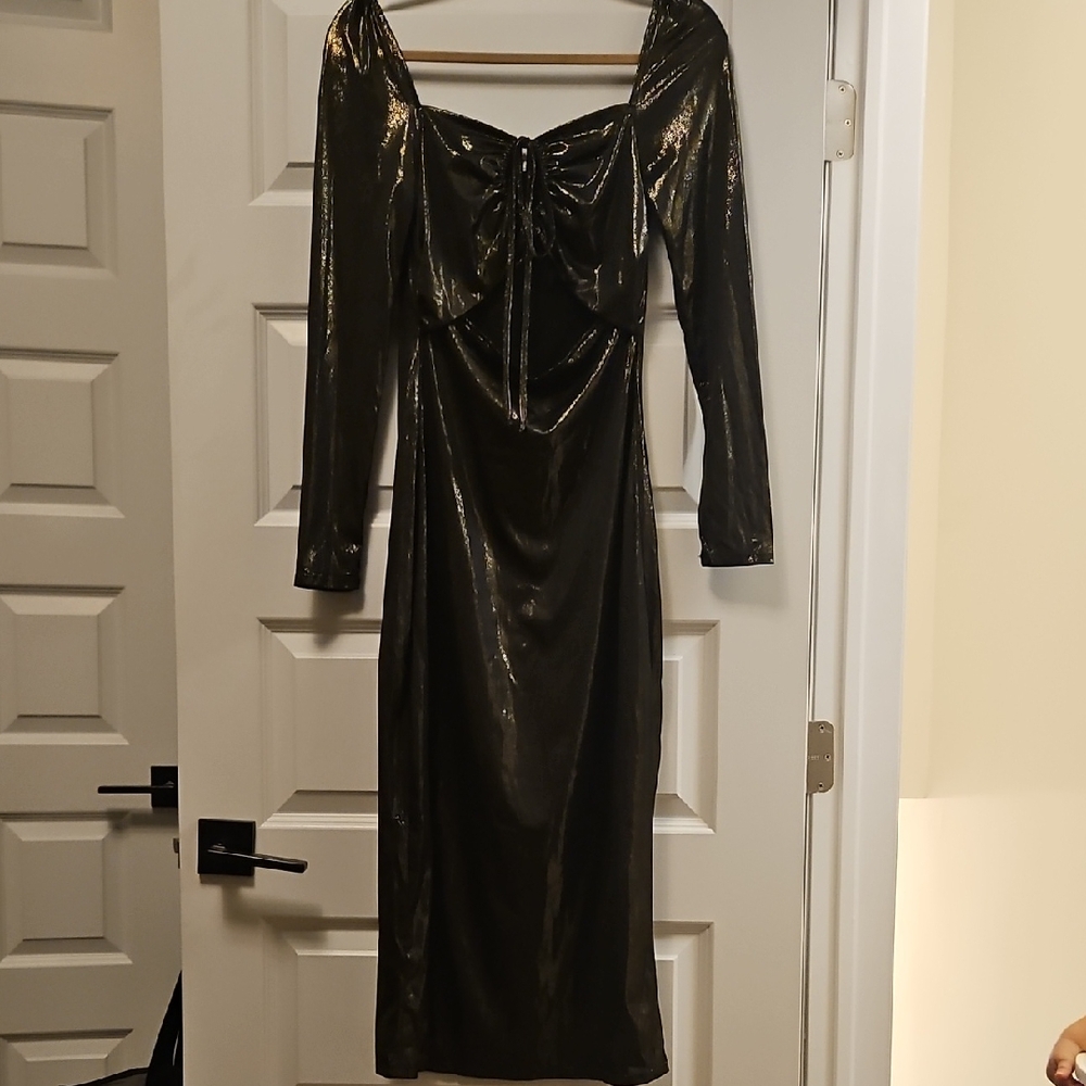 NSR Shimmering Black Long Sleeve Dress